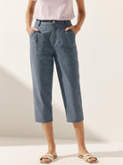 Linen Easy Elastic Waist Pants - BOTTOMS-Linen
