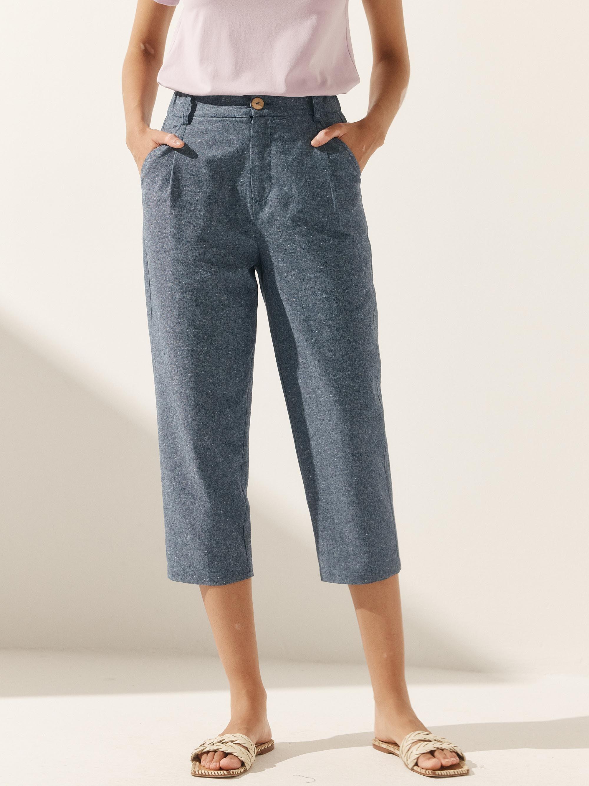 Linen Easy Elastic Waist Pants - BOTTOMS-Linen
