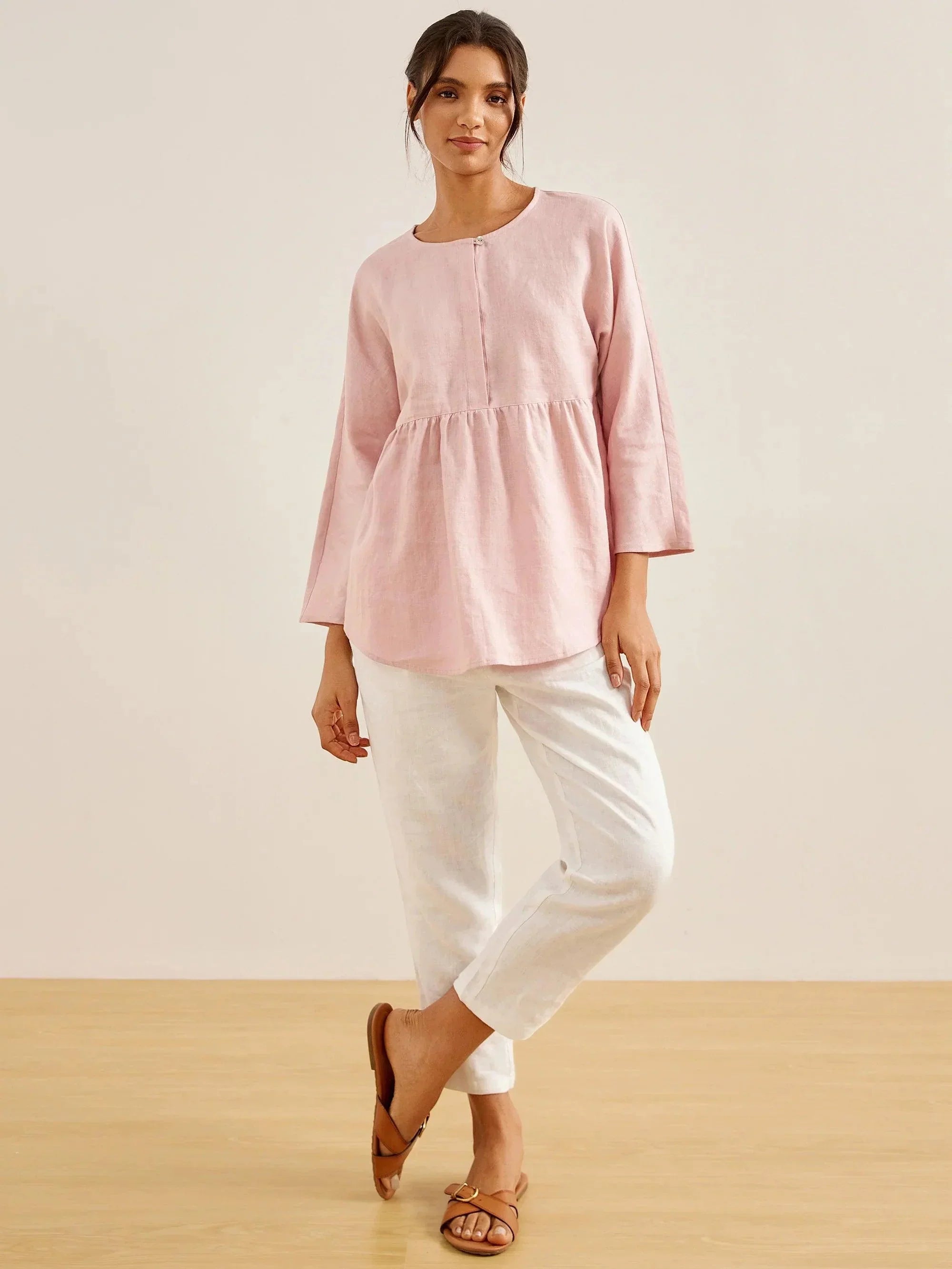 SITKA Linen Long-Sleeved Top - TOPS-Linen Blouses