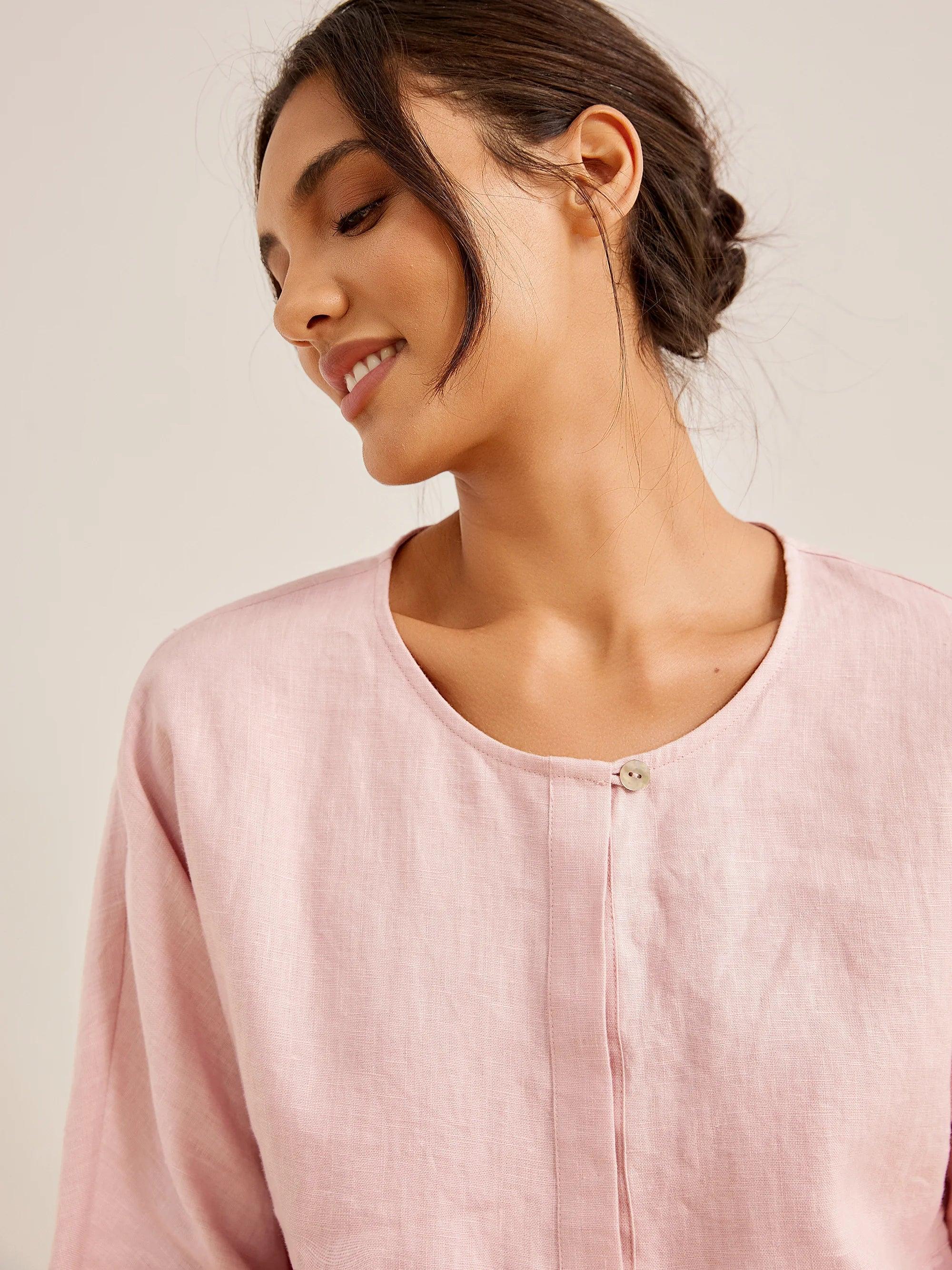 SITKA Linen Long-Sleeved Top - TOPS-Linen Blouses