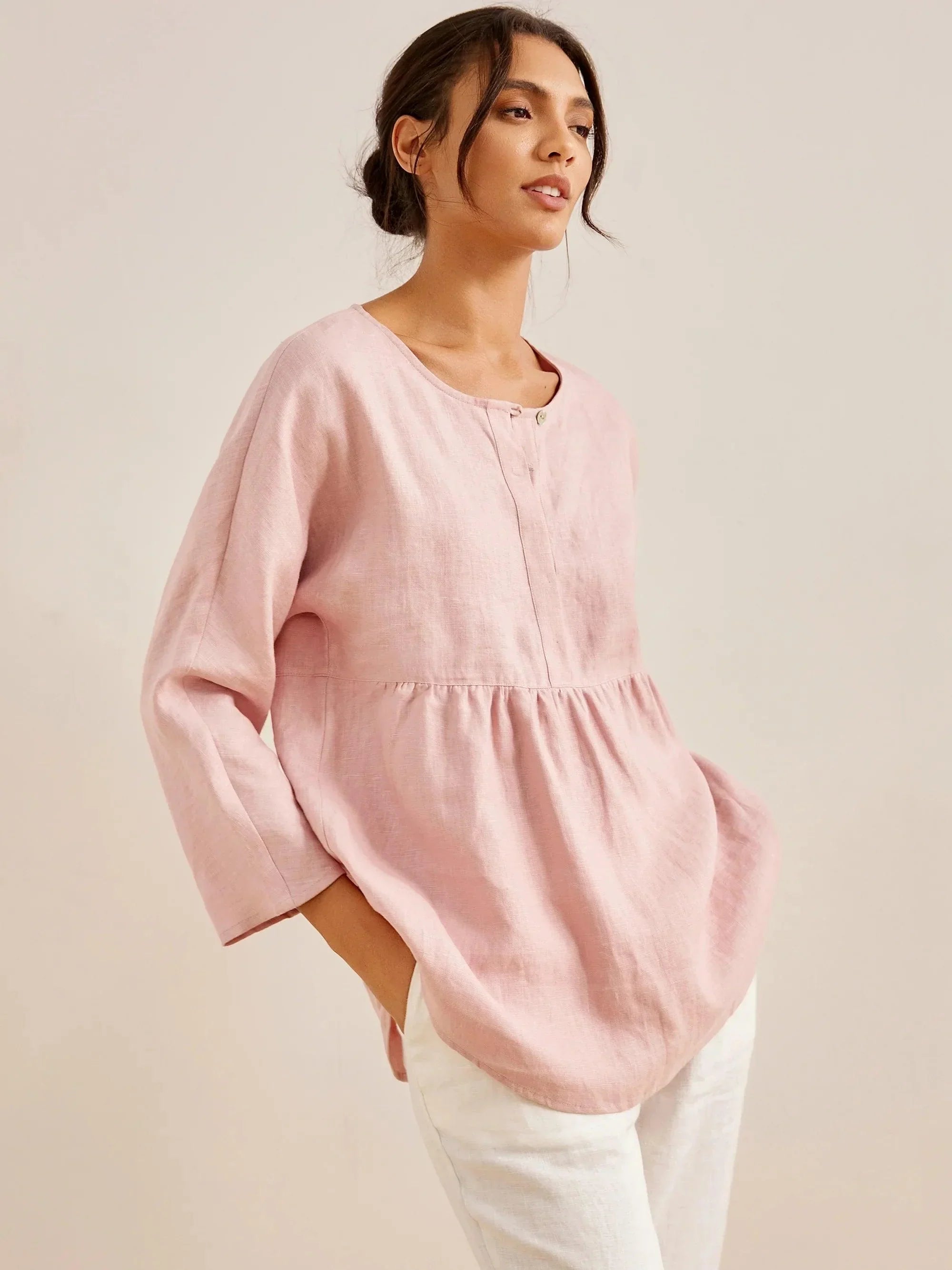 SITKA Linen Long-Sleeved Top - TOPS-Linen Blouses