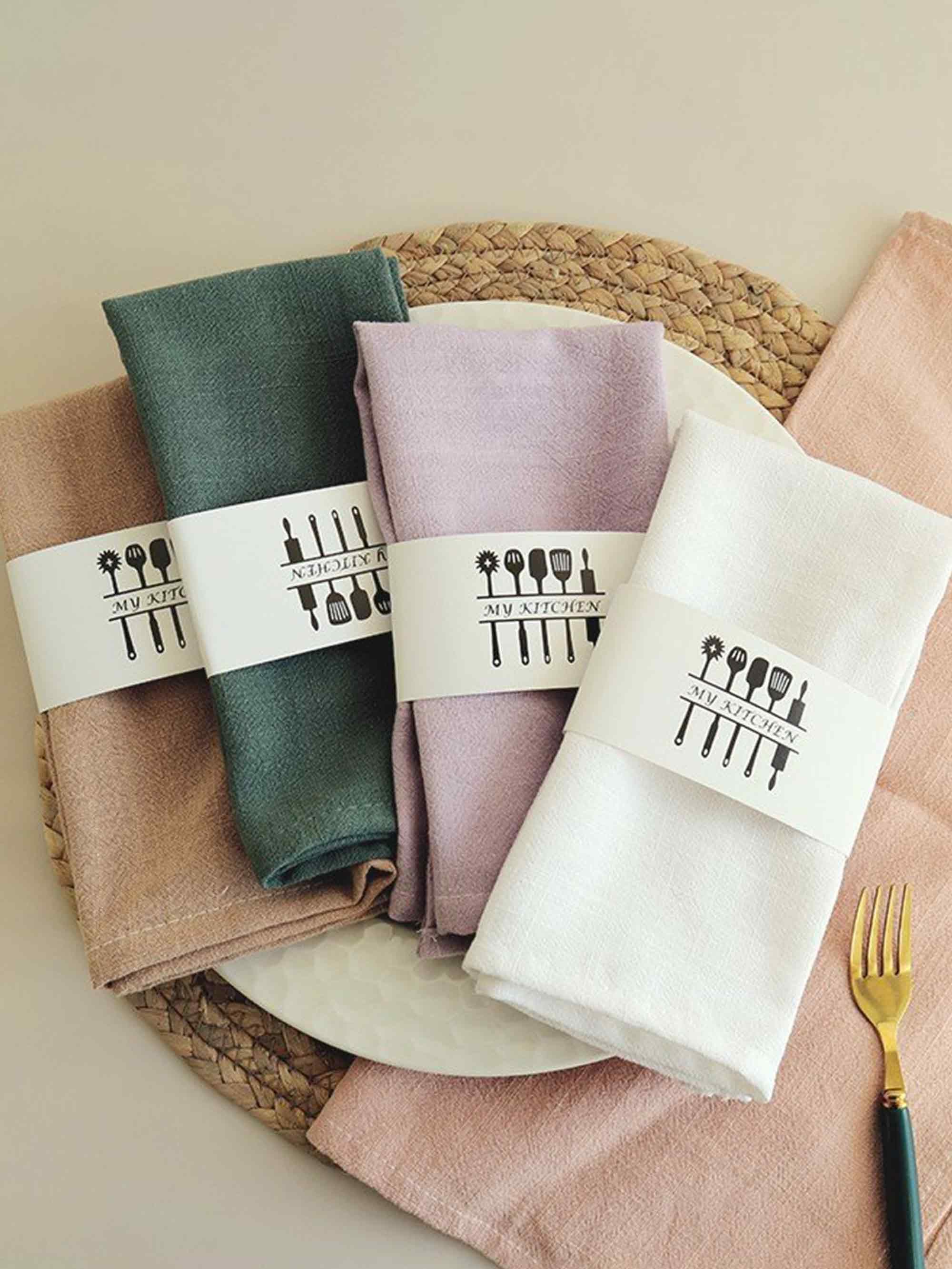 Cotton Linen Napkins Solid Color Placemats Tea Towels - ACCESSORIES-Others