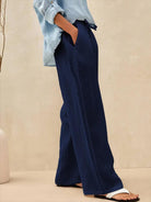 100% Linen Classic Pants SELAH - Navy Blue / S - BOTTOMS-Linen