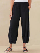 100% Linen Crop Pants RORY - Charcoal Black / XS - BOTTOMS-Linen