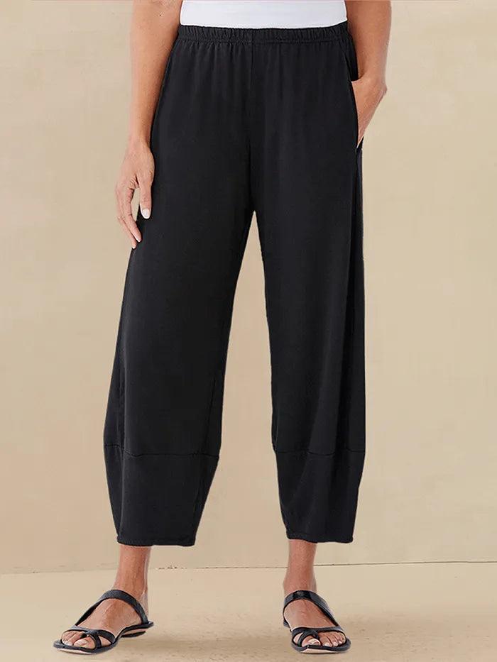 100% Linen Crop Pants RORY - Charcoal Black / XS - BOTTOMS-Linen