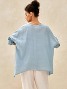 100% Linen Delicate Deep V-Neck Over Top KAIA - TOPS-Linen Tunics