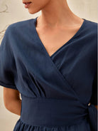 100% Linen Kimono Dress CELESTE - DRESSES-Linen Midi