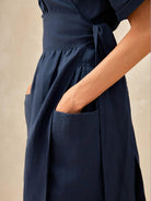 100% Linen Kimono Dress CELESTE - DRESSES-Linen Midi