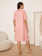 100% Linen Peter Pan Collar Dress KIKI - DRESSES-Linen Midi