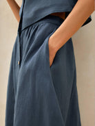 100% Linen Button Decorate Vest Naxi Skirts Set LUCIA - SETS-Linen Sets