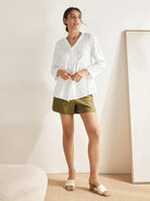 100% Linen Tie Cardigan Top DAKOTA - TOPS-Linen Blouses