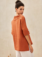 100% Linen V-Neck Short Sleeve Shirt SIERRA - TOPS-Linen Blouses