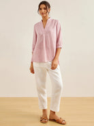 100% Linen Dress Shirt JOANNA - TOPS-Linen Blouses