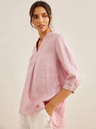 100% Linen Dress Shirt JOANNA - TOPS-Linen Blouses