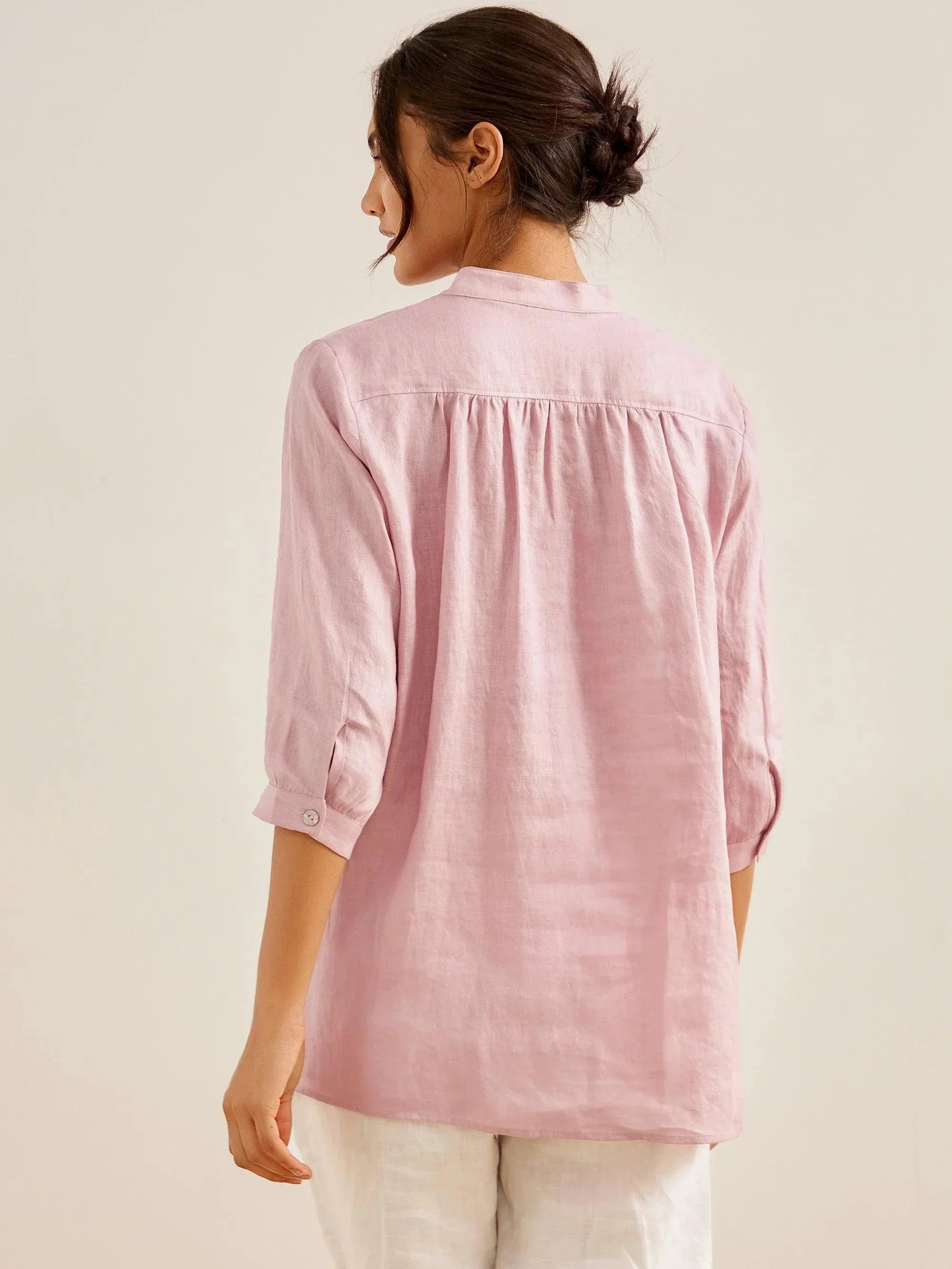 100% Linen Dress Shirt JOANNA - TOPS-Linen Blouses