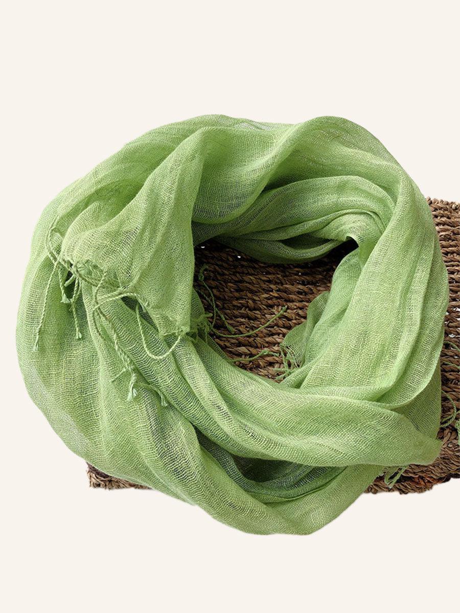 100% Linen Lightweight Solid Color Scarf BIANCA - Fresh Green / One-Size - ACCESSORIES-Scarf