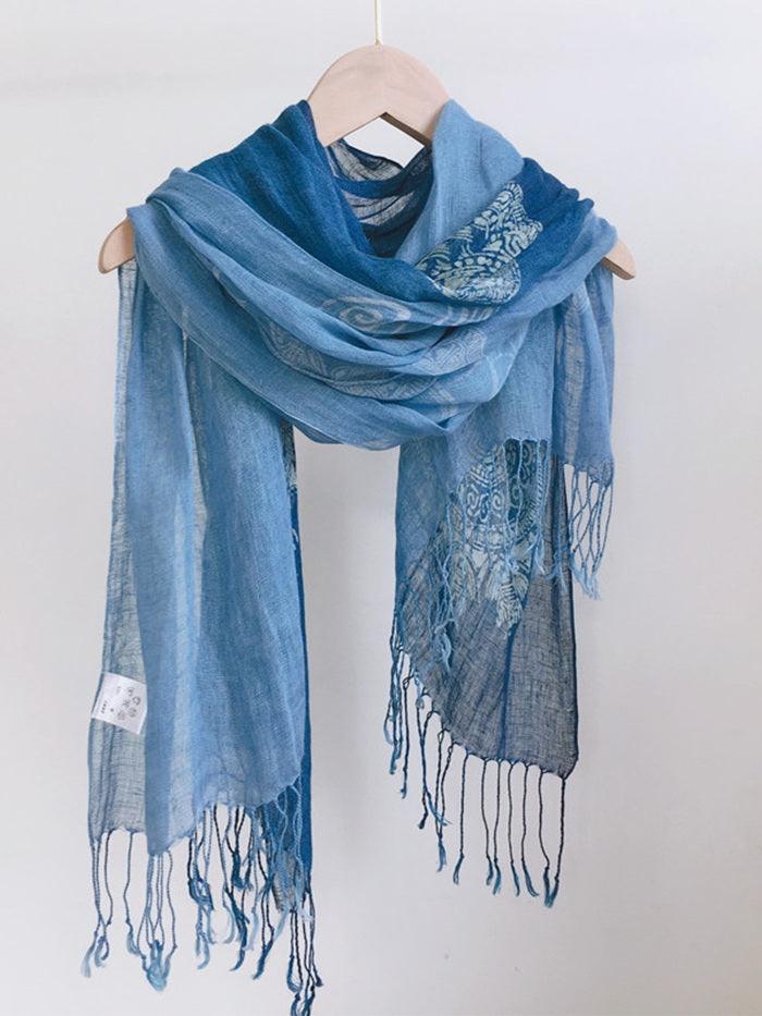 Artisanal 100% Linen Wax-Dyed Scarf - ACCESSORIES-Scarf