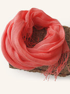 100% Linen Lightweight Solid Color Scarf BIANCA - Coral Pink / One-Size - ACCESSORIES-Scarf