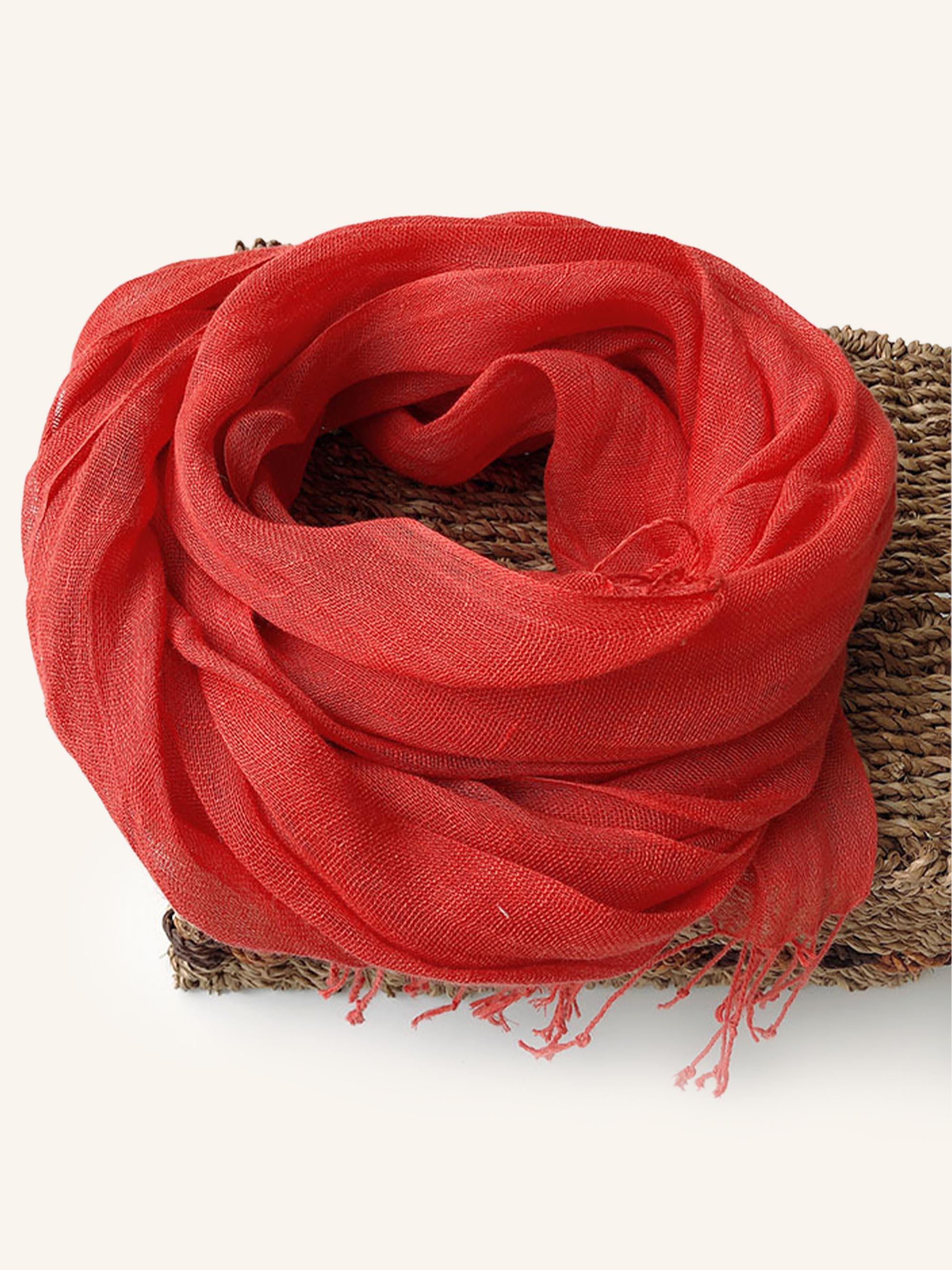 100% Linen Lightweight Solid Color Scarf BIANCA - Watermelon Red / One-Size - ACCESSORIES-Scarf