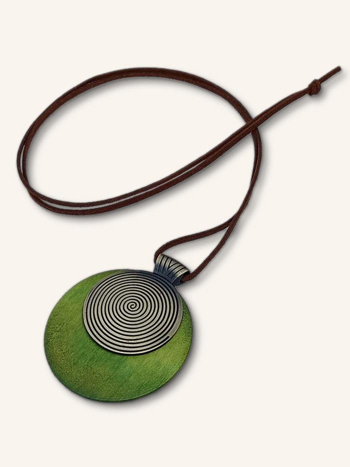 Vintage Wooden Rings Long Necklace - Green / One-Size - ACCESSORIES-Jewelry