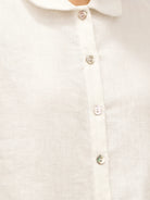 100% Linen Peter Pan Collar 3/4 Sleeve Shirt ASTRID - TOPS-Linen Button Down Shirts