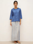 JADE 100% Linen Shawl V-Neck Half Sleeve Top - TOPS-Linen Blouses