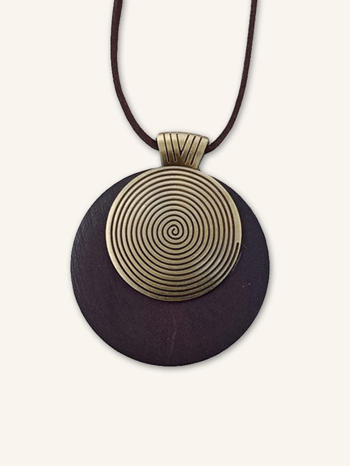 Vintage Wooden Rings Long Necklace - ACCESSORIES-Jewelry