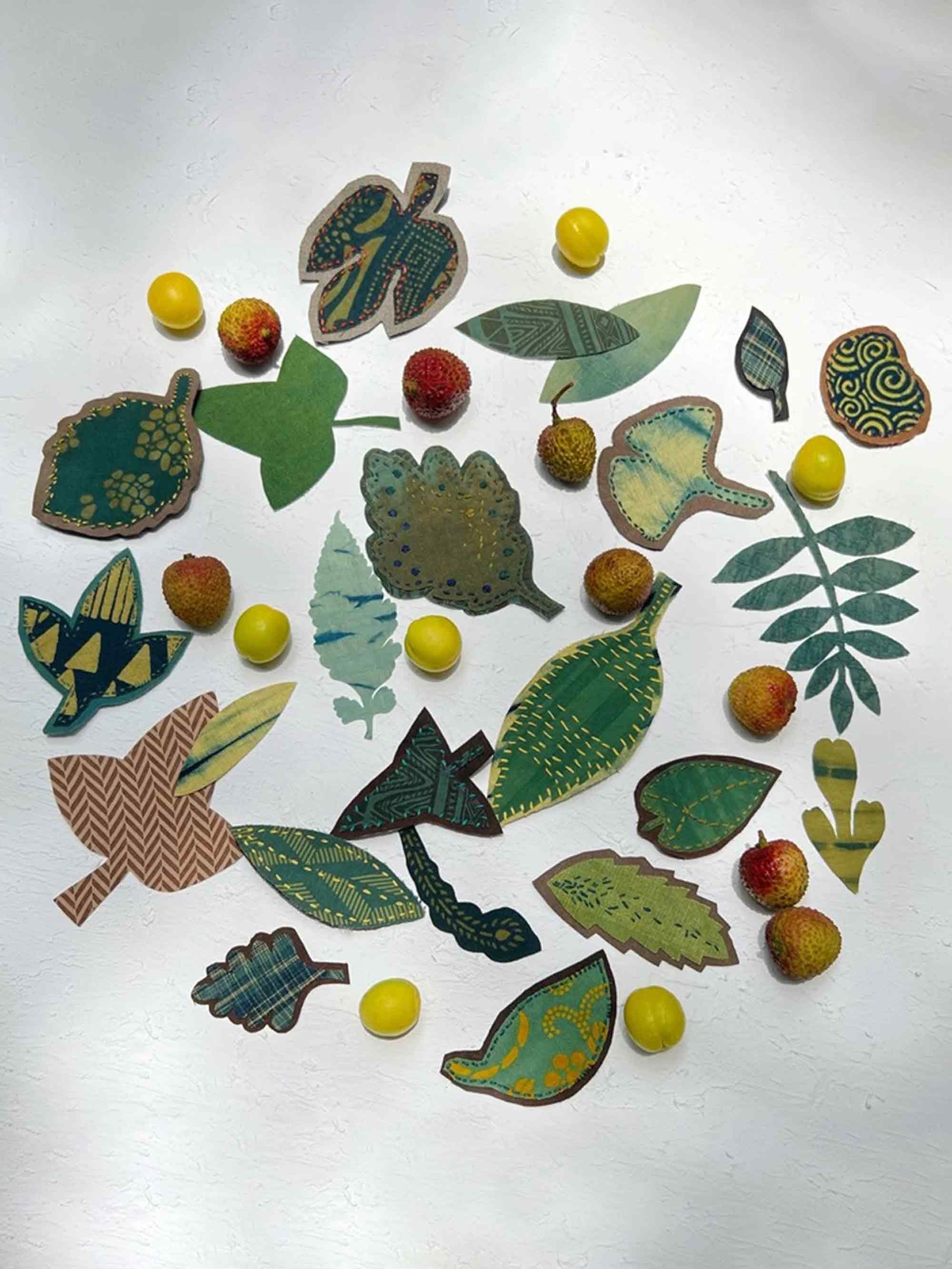 Avocado Green Plant-Dyed Cotton Linen Silk Patchwork Kit (13 Swatches) - Enchanted Forest / One-Size