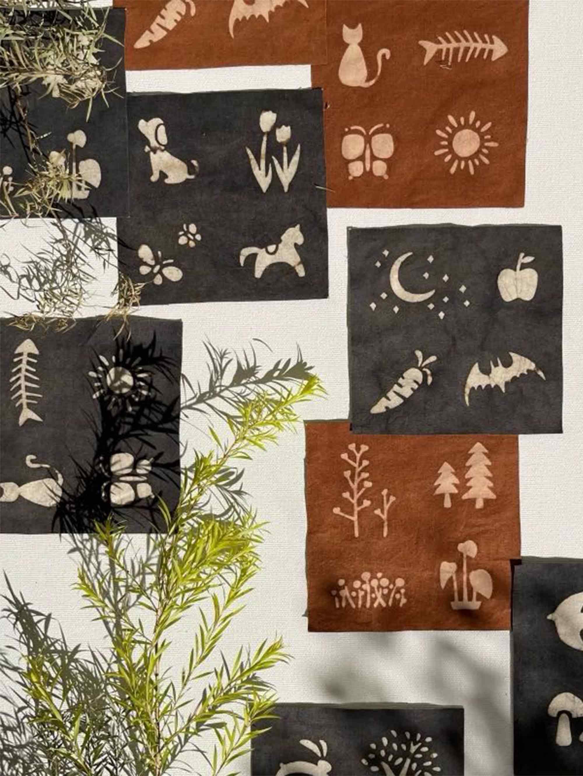 Tea-Dyed Decorative Fabric Patches for Diy Journals (5 Pieces) - ACCESSORIES-Others