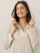 100% Linen Hooded Pullover Maxi Dress - DRESSES-Linen