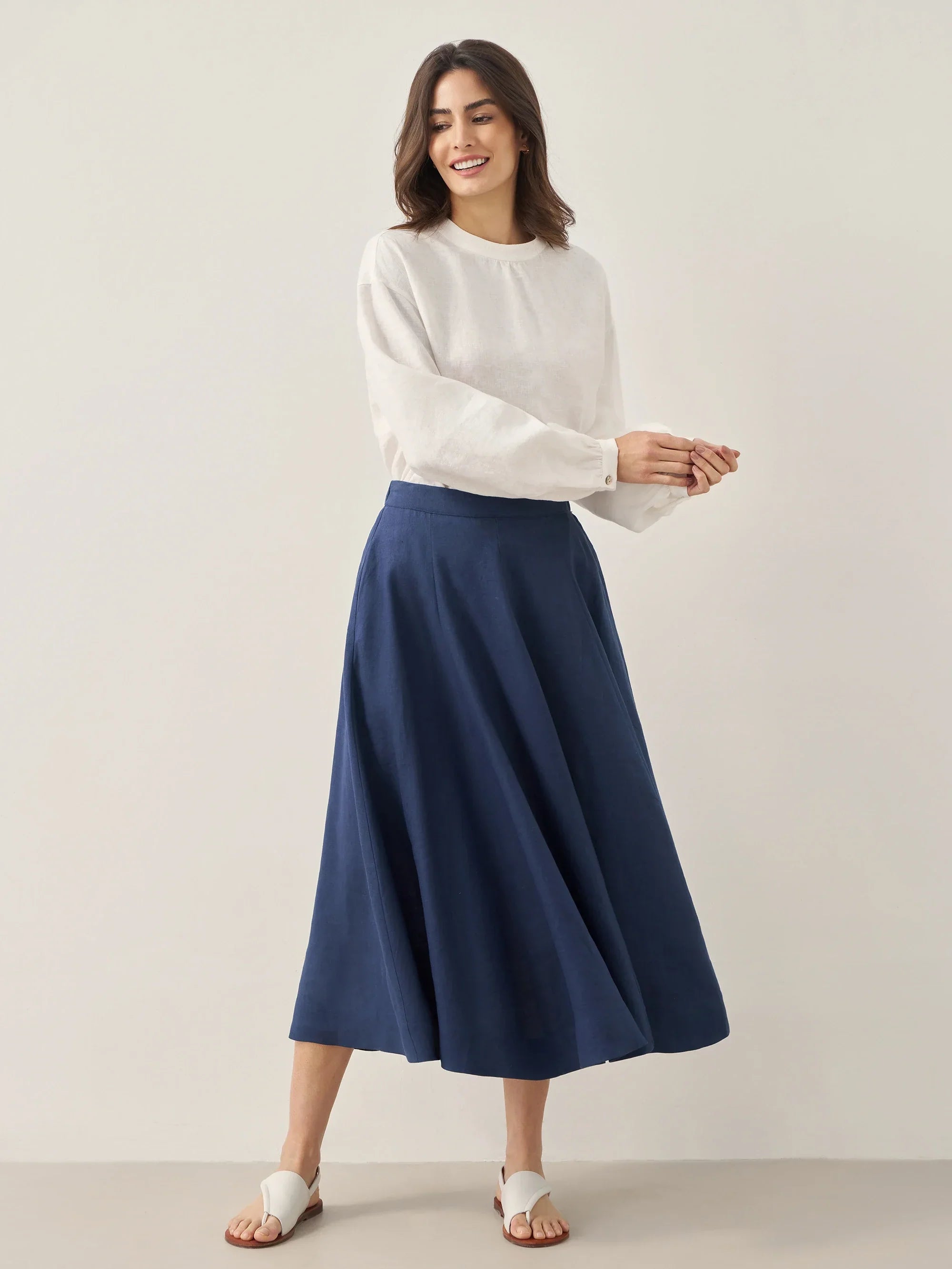 100% Linen A-Line Skirt JEMMA - BOTTOMS-Linen Skirts
