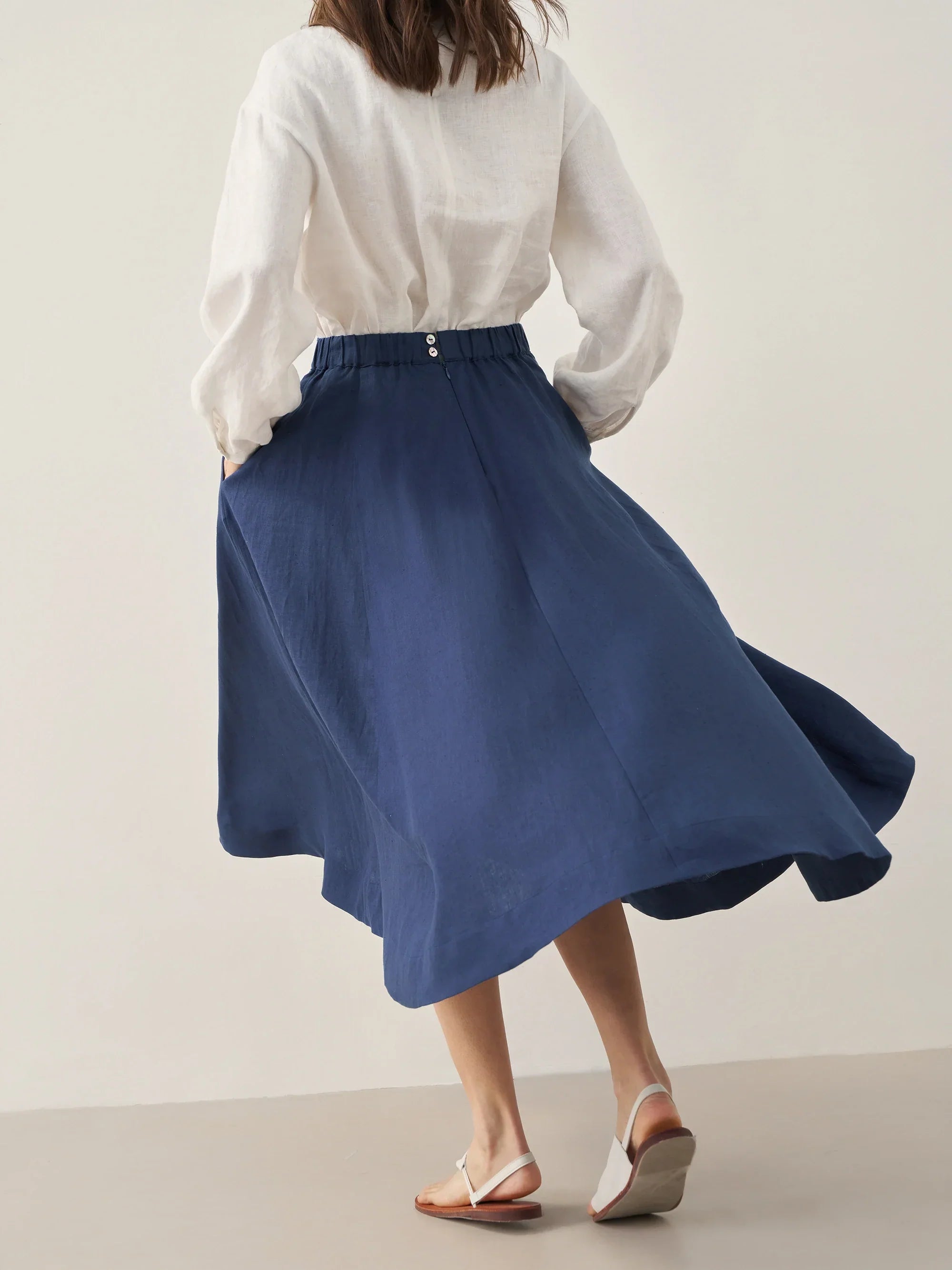 100% Linen A-Line Skirt JEMMA - BOTTOMS-Linen Skirts