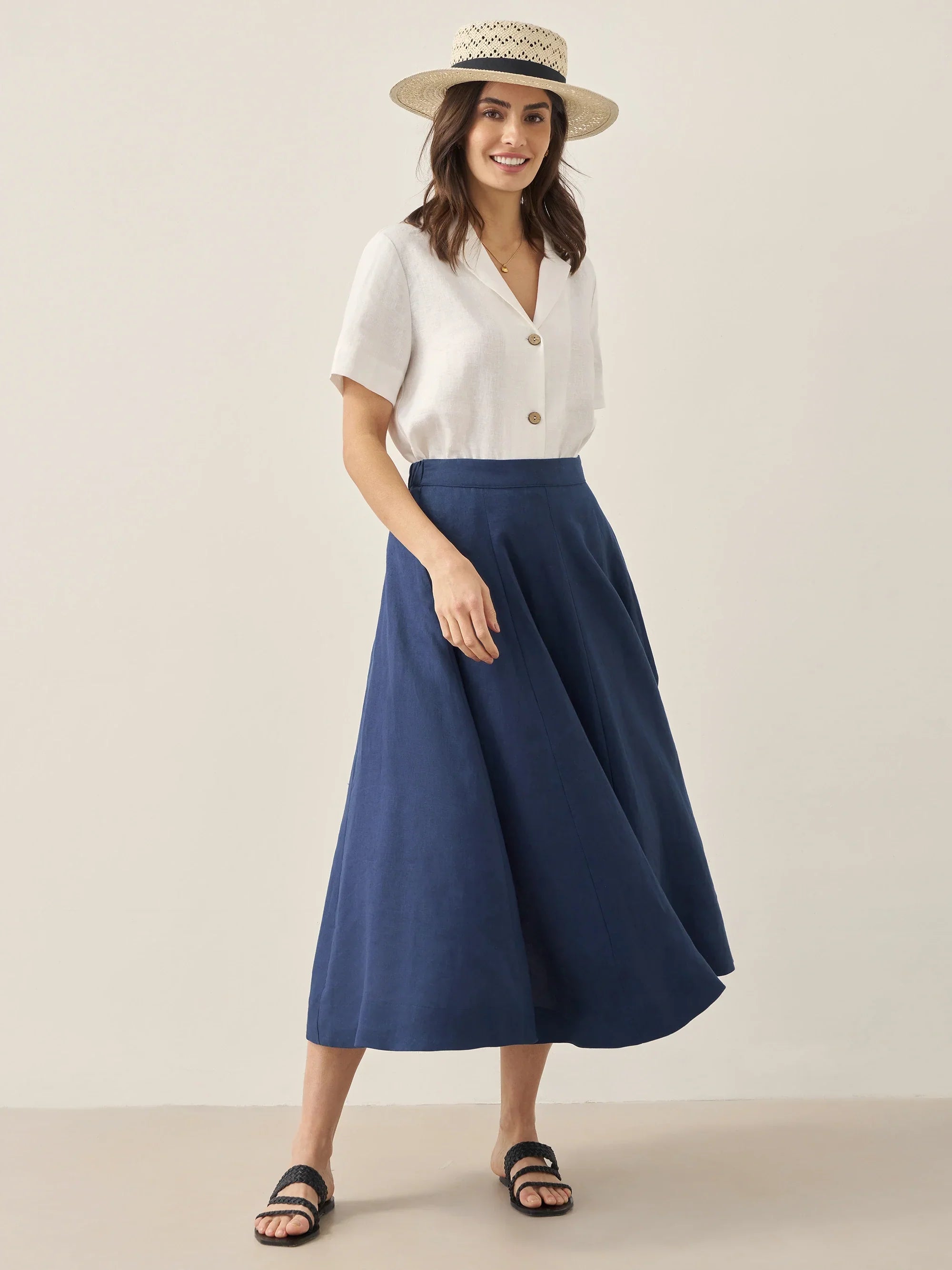 100% Linen Button-Up Short Sleeve Shirt - TOPS-Linen Button Down Shirts