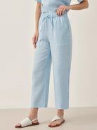 100% Linen Short-Sleeve Round Neck Button Detail Top & Pants Set JOSIE - SETS-Linen Sets