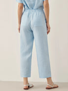 100% Linen Short-Sleeve Round Neck Button Detail Top & Pants Set JOSIE - SETS-Linen Sets