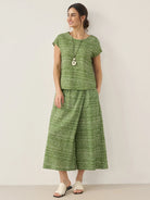 100% Linen Polka Dot Round Neck Top LISSA - TOPS-Linen Blouses