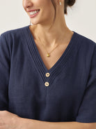 100% Linen V-Neck Double-Layer Midi Dress JAYDA - DRESSES-Linen