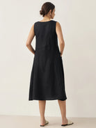 100% Linen Swing Beach Tank Dress GIANA - DRESSES-Linen Midi
