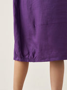 100% Linen Collarless Mid-Length Dress SOFIA - DRESSES-Linen Midi