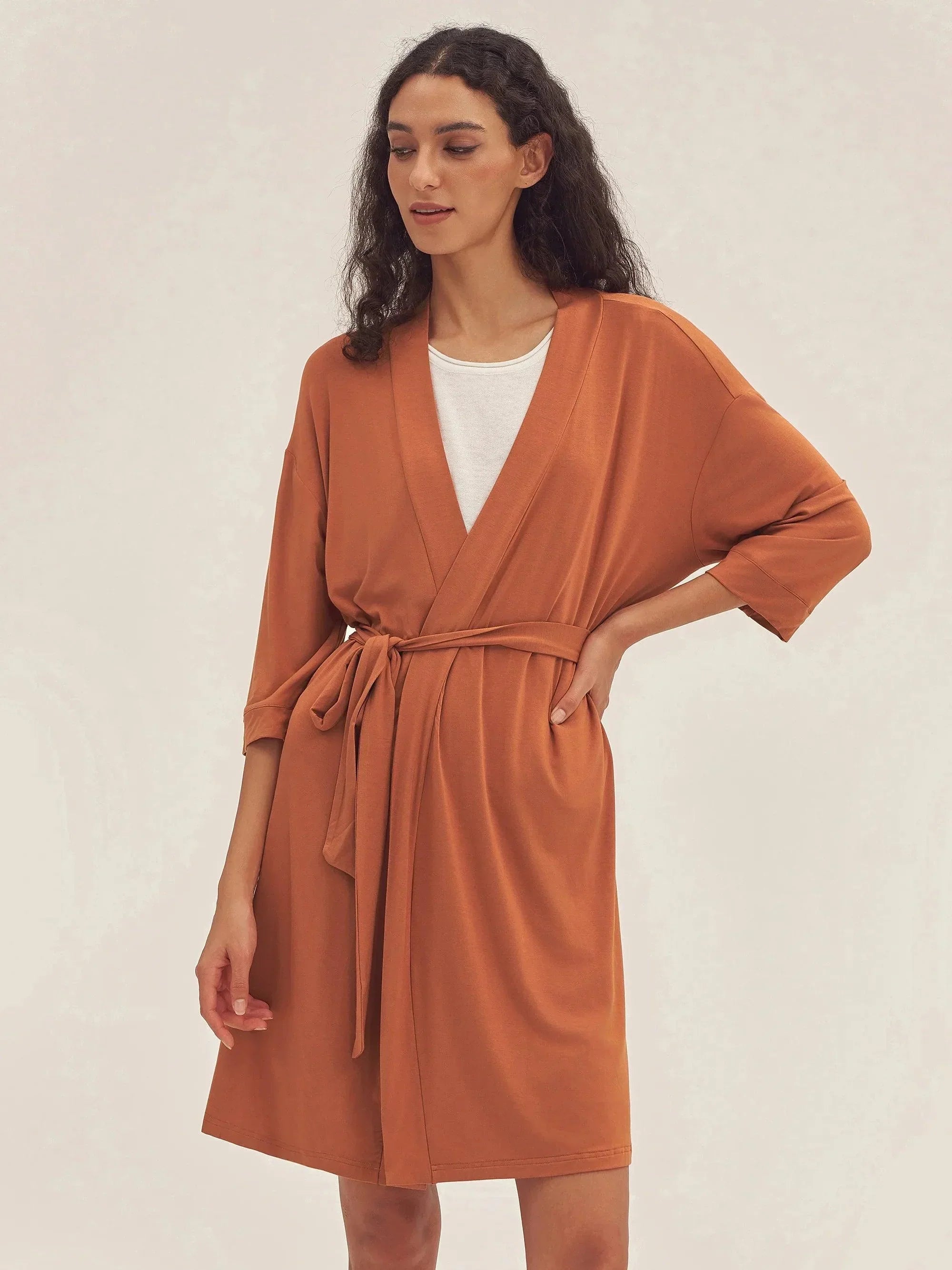 Bamboo Kimono Robe EVE - Halloween Orange / S - LOUNGEWEAR-Bamboo PJS