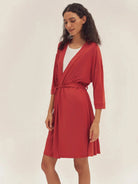 Bamboo Kimono Robe EVE - Christmas Red / S - LOUNGEWEAR-Bamboo PJS