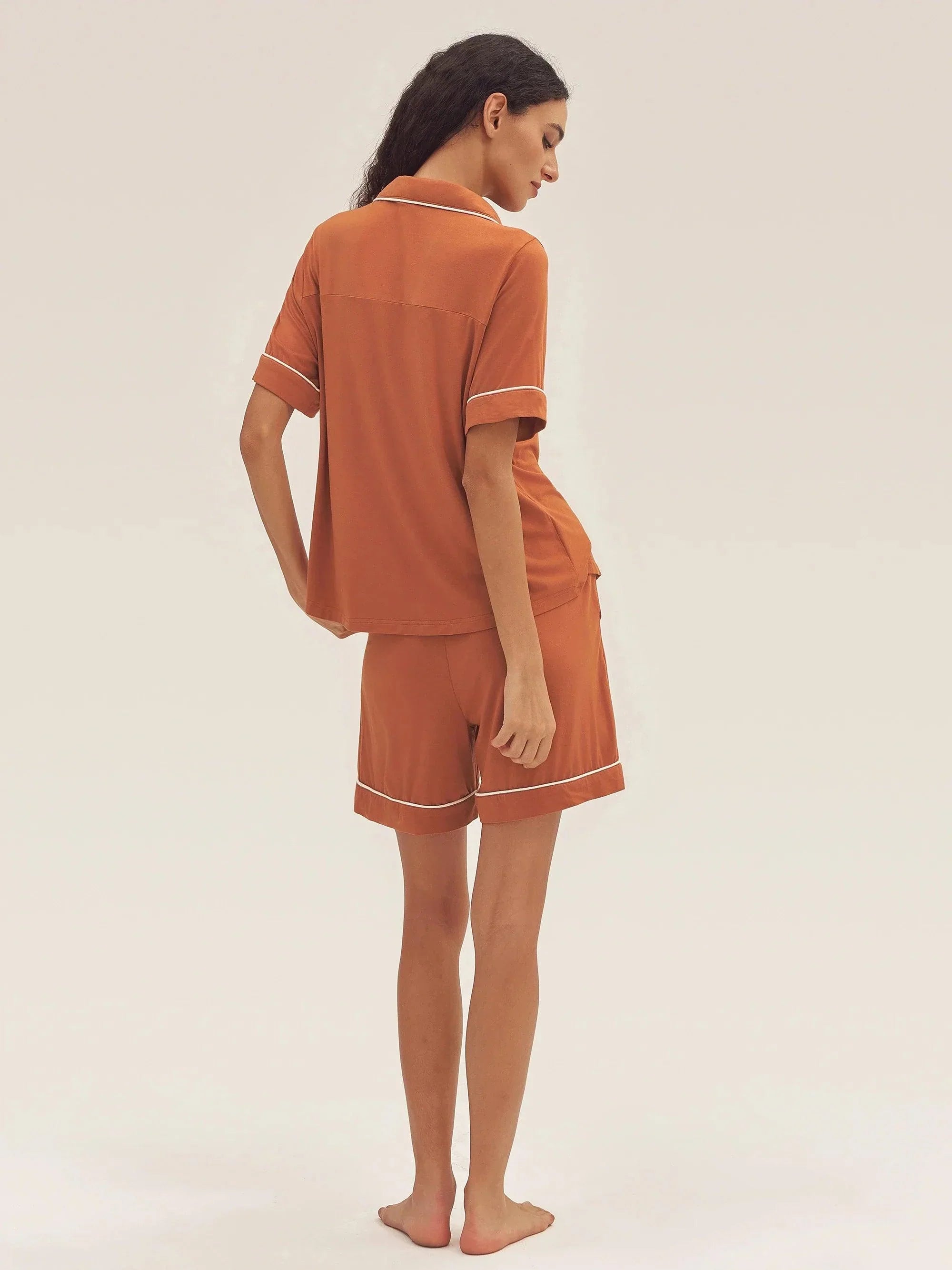 Short Sleeve Bamboo Pajama Set ODESSA - LOUNGEWEAR-Bamboo PJS