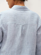 100% Linen Buttoned Closure Color-Blocked Shirt JANICE - TOPS-Linen Blouses