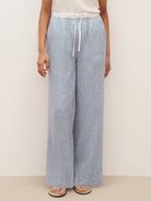 100% Linen Elastic Waist Straight-Leg Trousers JOURDAN - BOTTOMS-Linen Pants