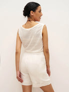 100% Linen Elastic Waist Drawstring Shorts with Pockets DELILAH - BOTTOMS-Linen