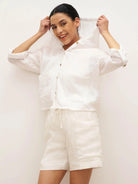 100% Linen Hooded Sunshine Jacket EMMA - TOPS-Linen Jackets