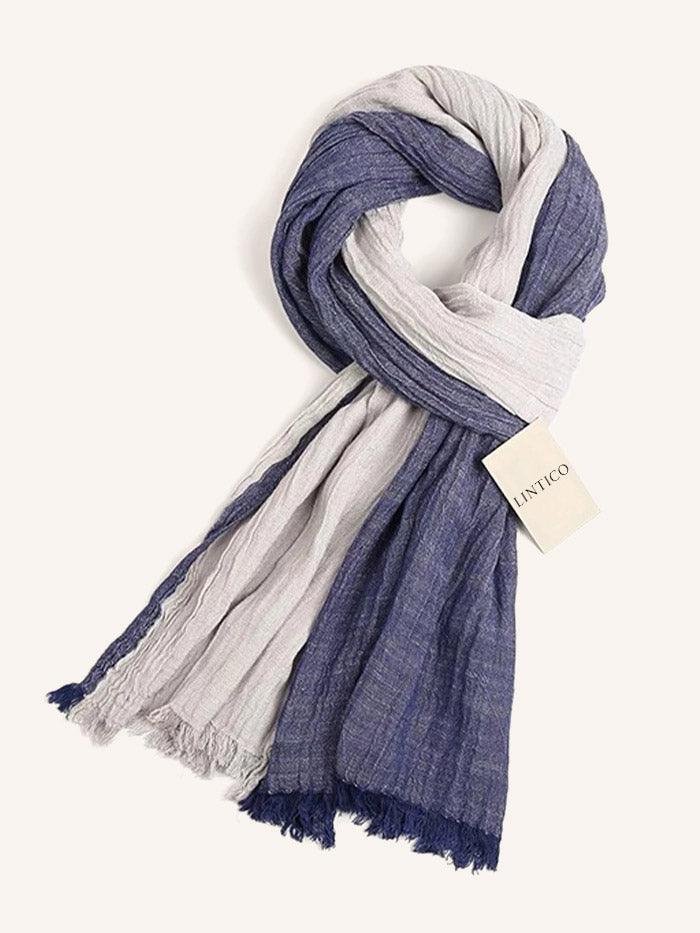 Flowfold Linen Blend Scarf - Dusk Blue / One-Size - ACCESSORIES-Scarf