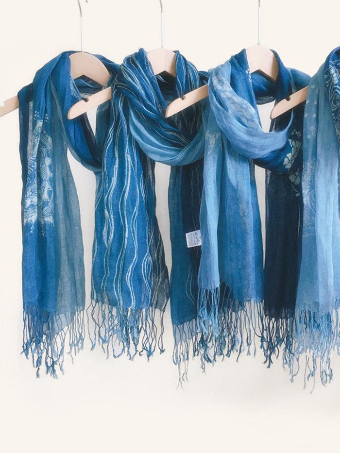 Artisanal 100% Linen Wax-Dyed Scarf - ACCESSORIES-Scarf