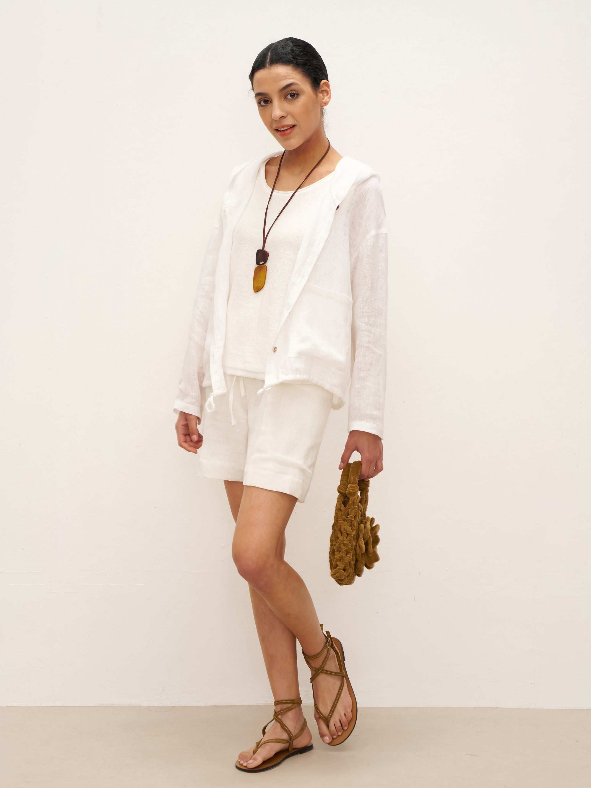 100% Linen Hooded Sunshine Jacket EMMA - TOPS-Linen Jackets