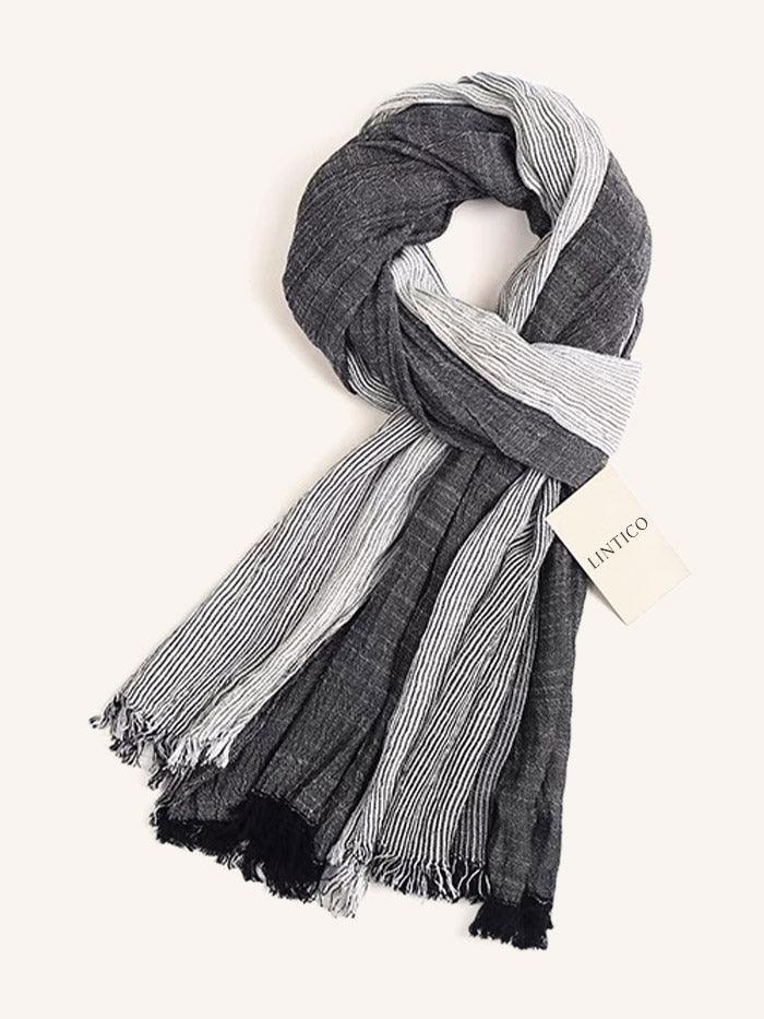Flowfold Linen Blend Scarf - Dark Grey / One-Size - ACCESSORIES-Scarf